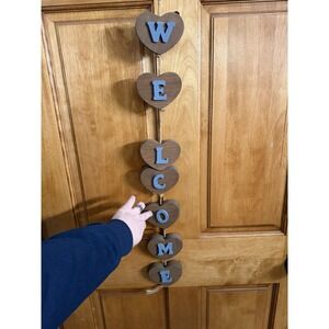 1990's Vintage wooden welcome sign Make Of Hearts